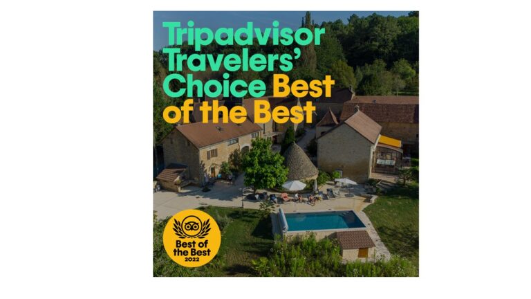 Lire la suite à propos de l’article ￼Aux Bories de Marquay est une nouvelle fois récompensé d’un Award Travelers’ choice Best of the Best 2022 – Nous restons dans le TOP 10 des meilleures maisons d’hôtes de France